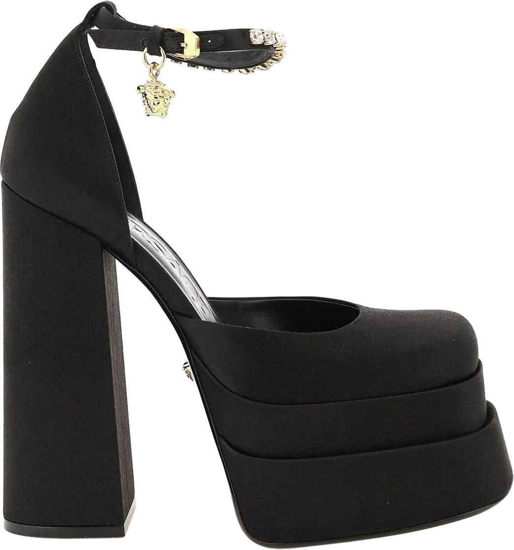 Versace Versace Silk Satin Platform Pumps Zwart