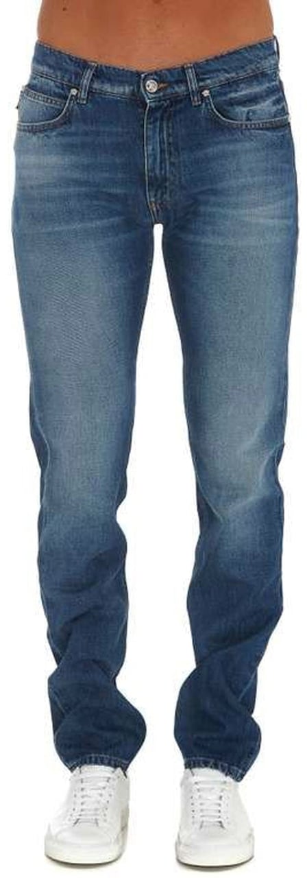 Versace Cotton Logo Denim Jeans Blauw