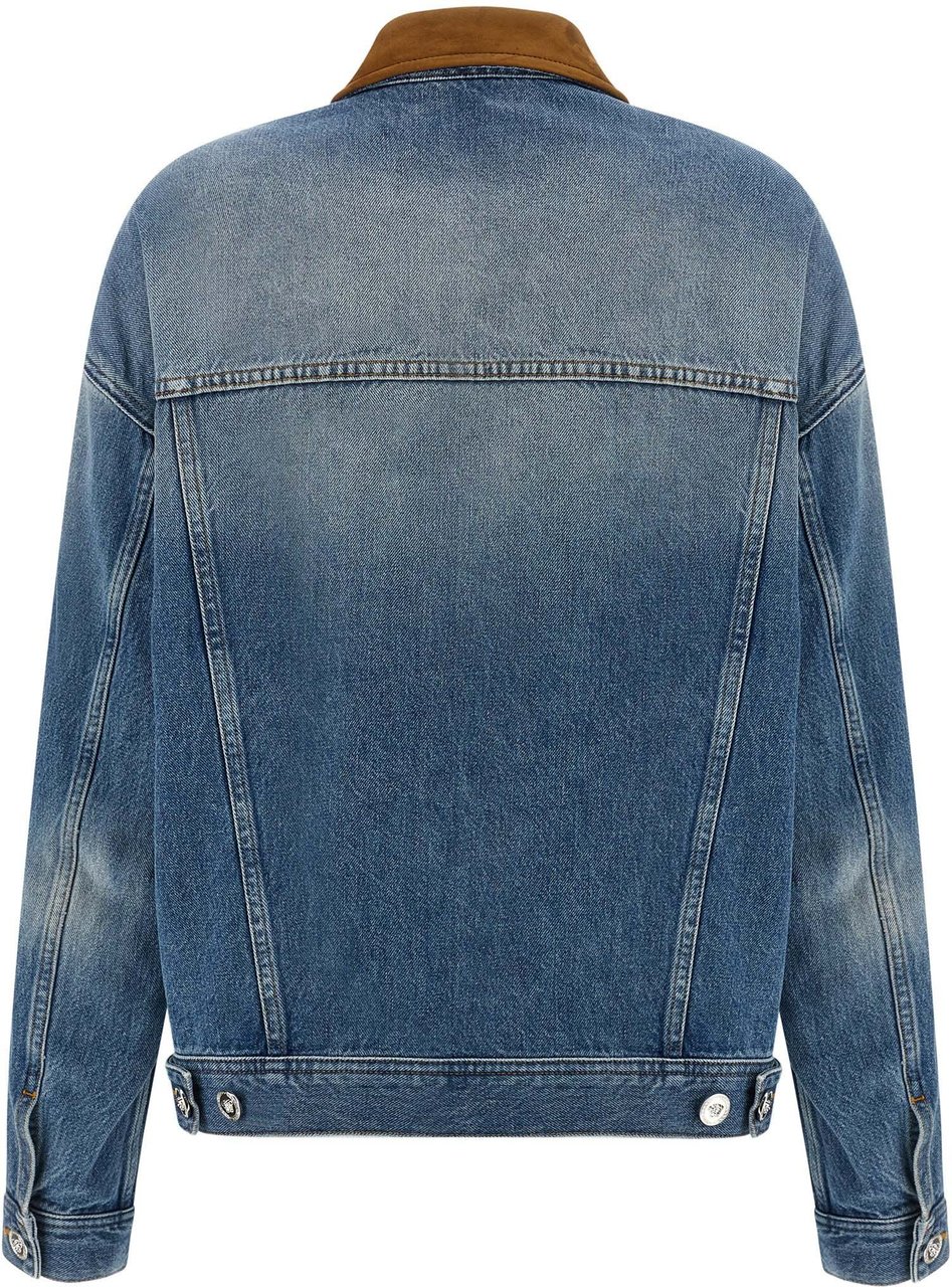 Versace Blue Cotton Denim Jacket Blauw