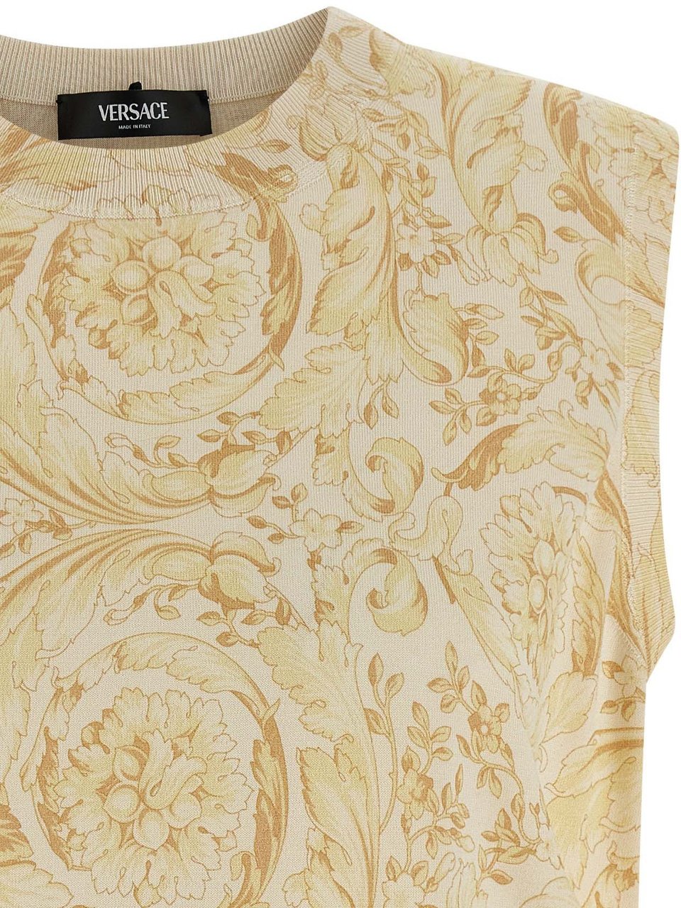 Versace Bicolor Silk Sleeveless Jacket Geel