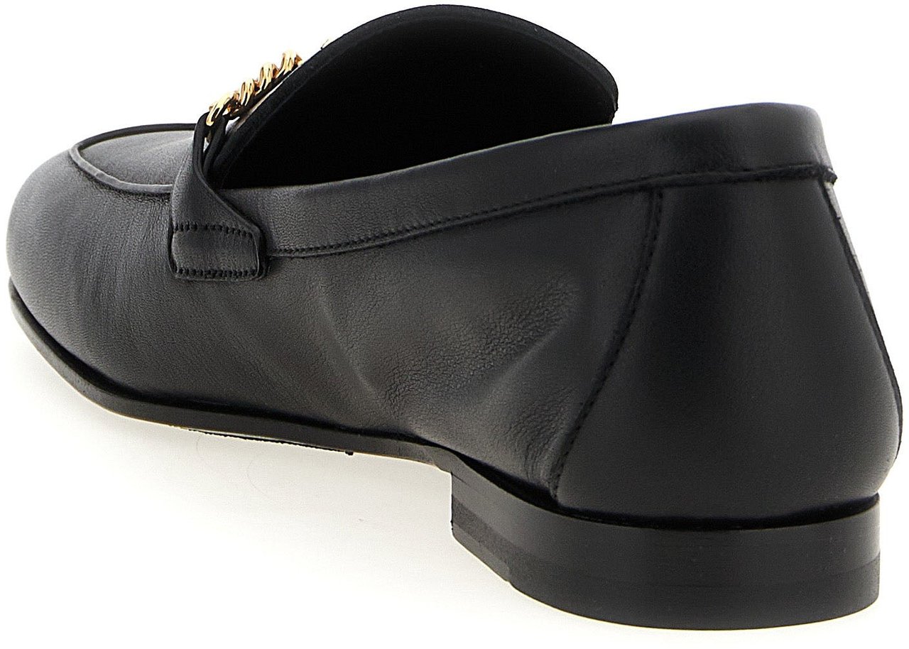 Versace Black Calfskin Slip-On Loafers Zwart