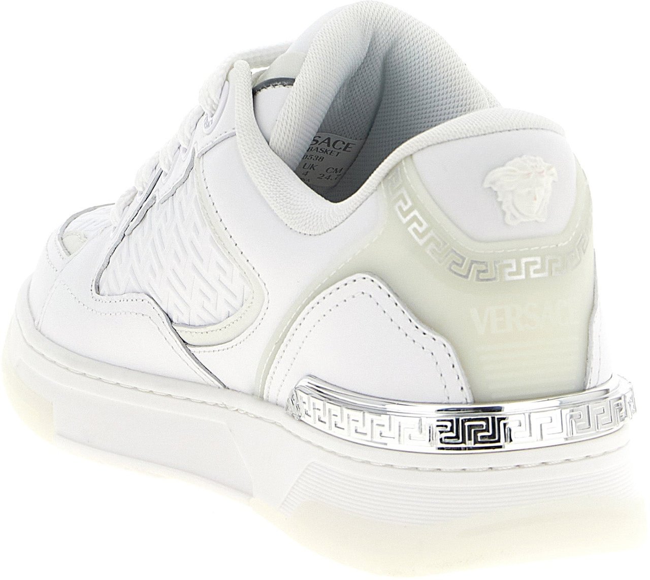 Versace White Calfskin Low Top Sneakers Wit