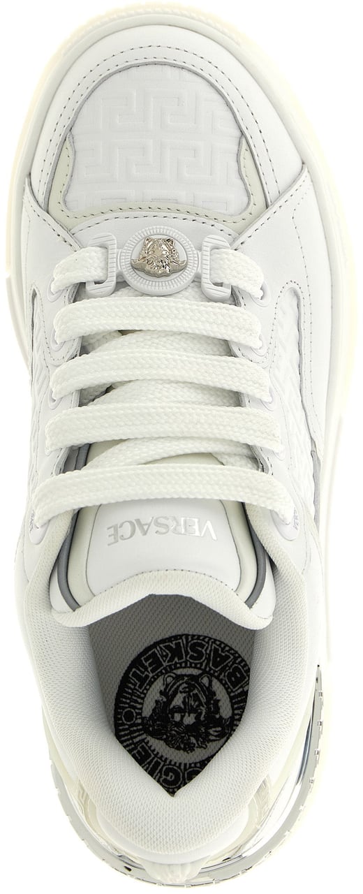 Versace White Calfskin Low Top Sneakers Wit