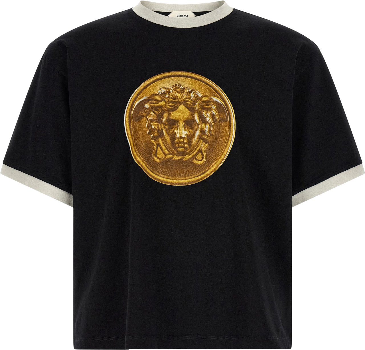 Versace Black Cotton T-Shirt Zwart