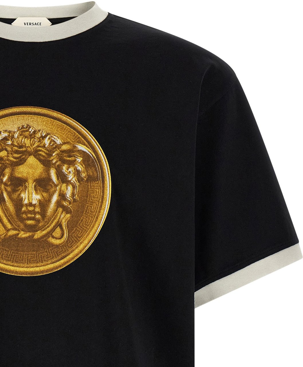 Versace Black Cotton T-Shirt Zwart