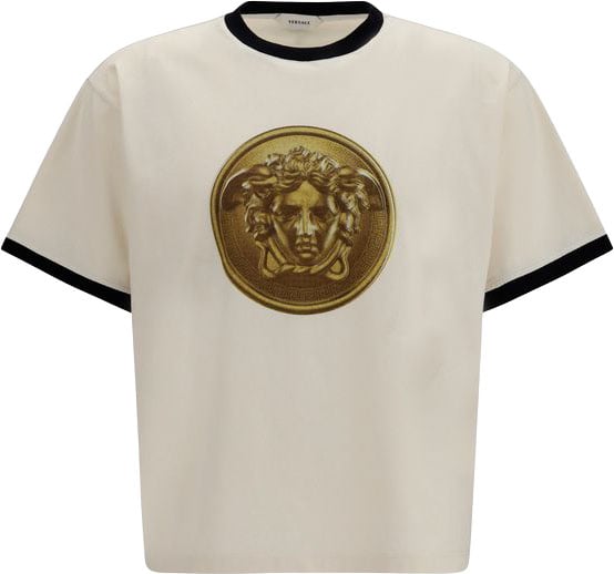 Versace Beige Cotton T-Shirt Beige