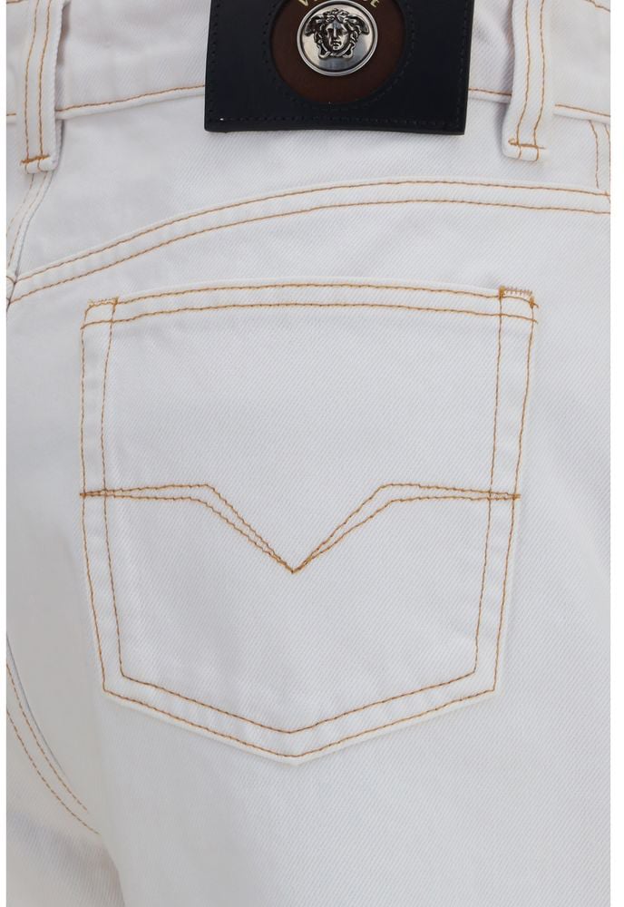 Versace White Cotton High-Waisted Jean Wit