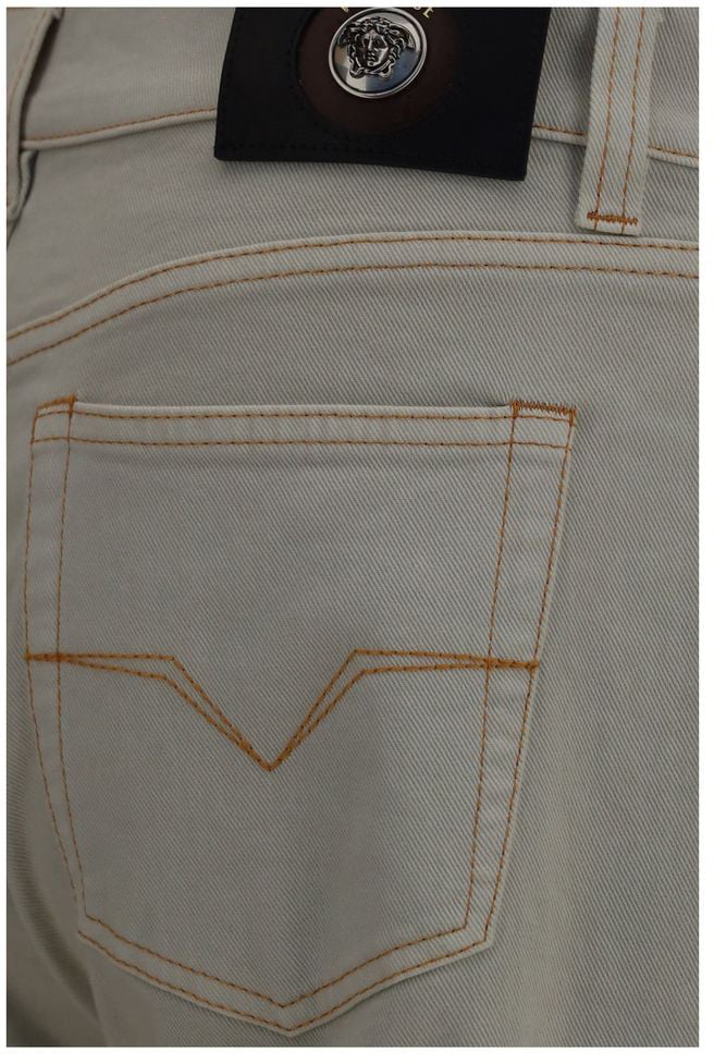 Versace Beige Cotton Tapered Jeans Beige
