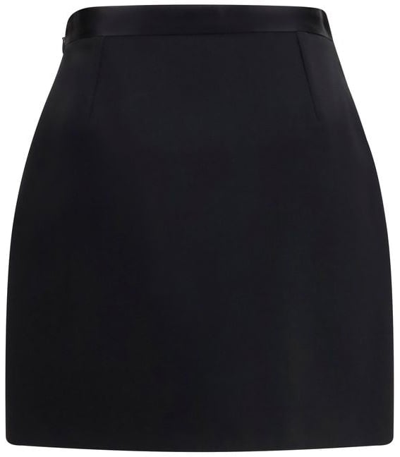 Versace Black Wool Oves Aries Mini Skirt Zwart