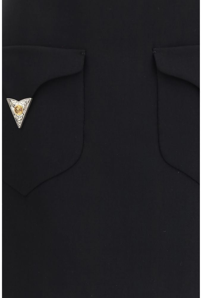 Versace Black Wool Oves Aries Mini Skirt Zwart