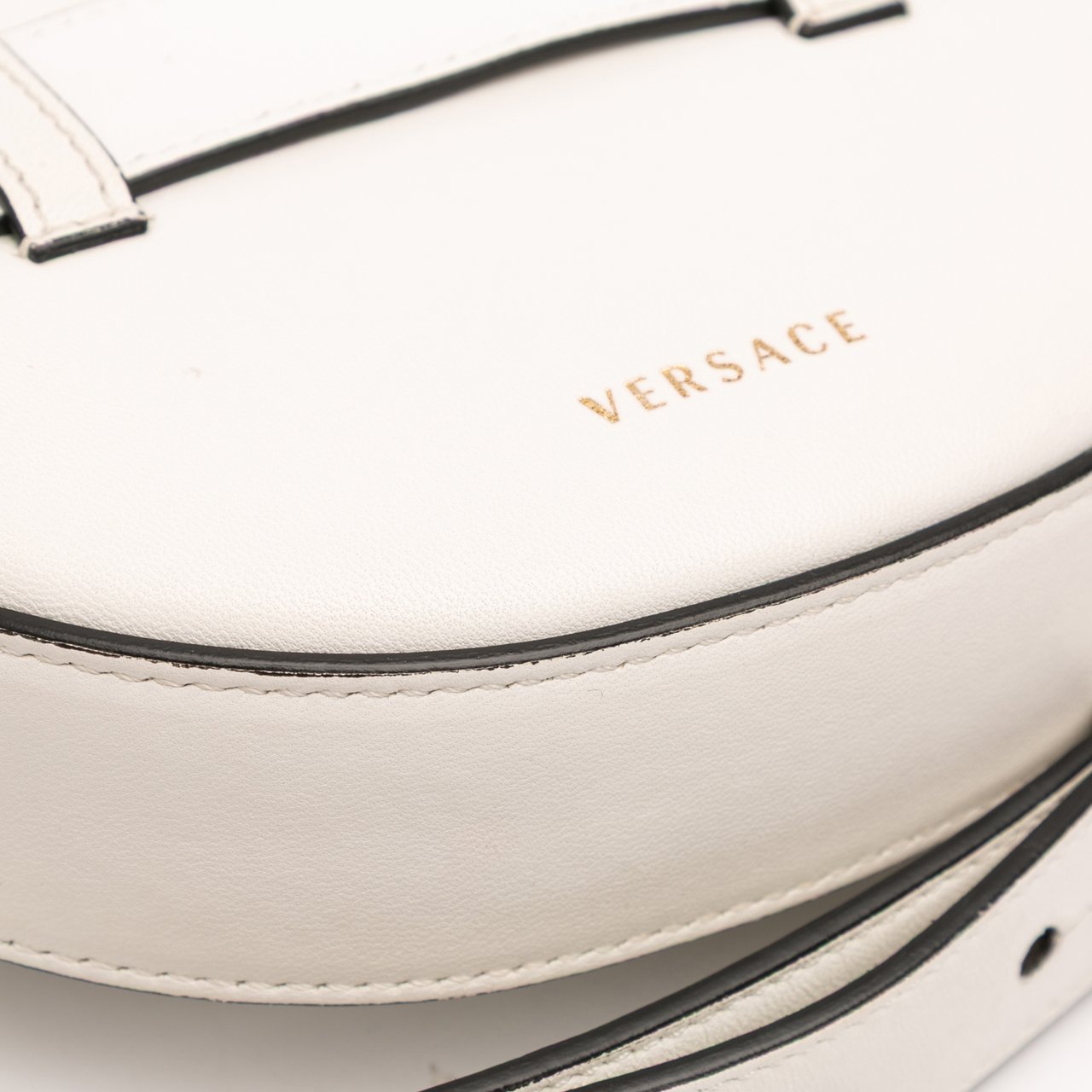 Versace Quilted Nappa Virtus V Crossbody Belt Bag Wit