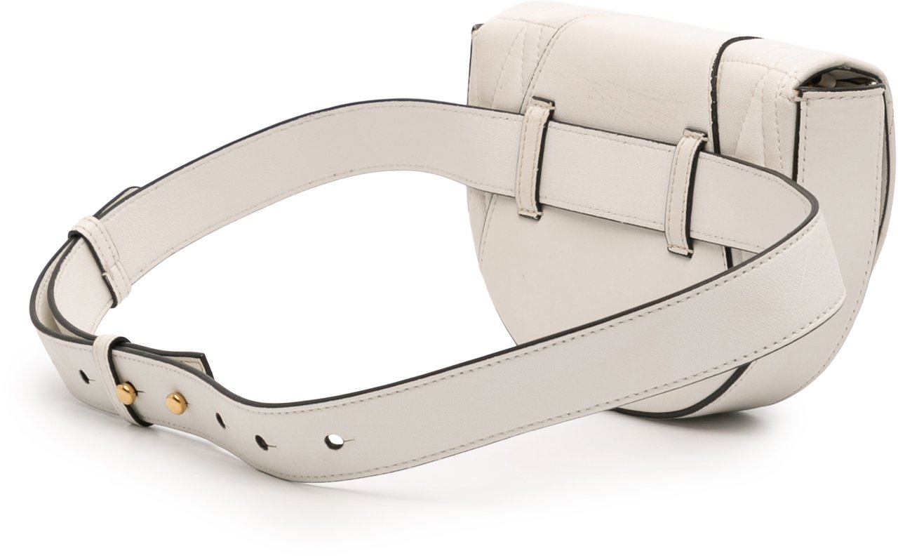 Versace Quilted Nappa Virtus V Crossbody Belt Bag Wit