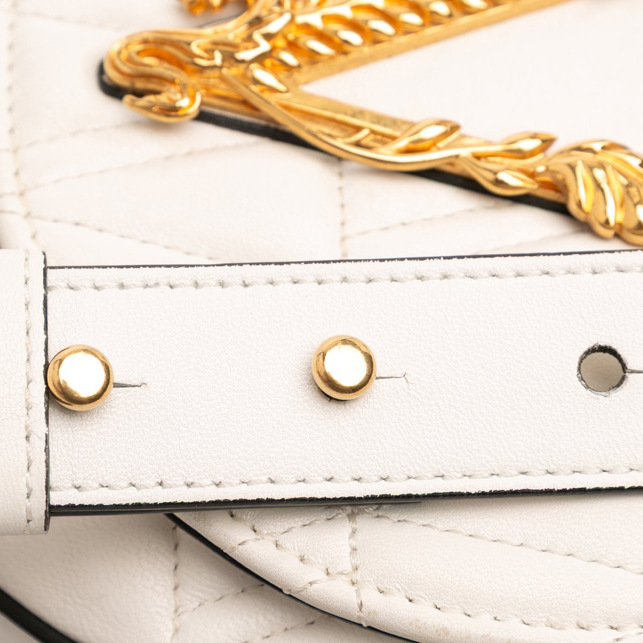 Versace Quilted Nappa Virtus V Crossbody Belt Bag Wit