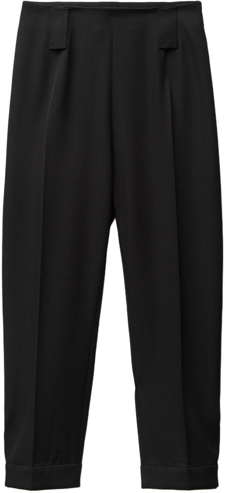 Versace Cropped Trousers With High Waist And Cuffed Hem Zwart