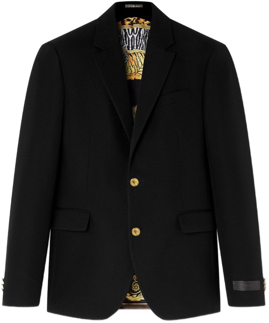 Versace Tailored Black Wool Jacket Zwart