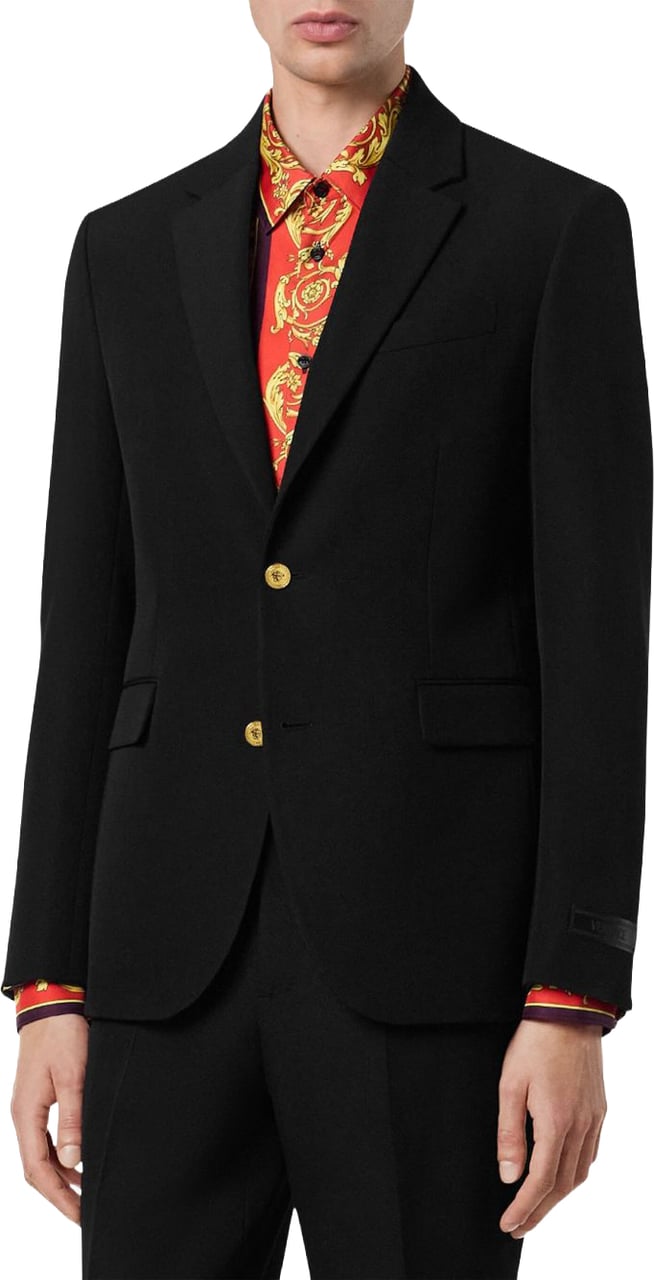 Versace Tailored Black Wool Jacket Zwart
