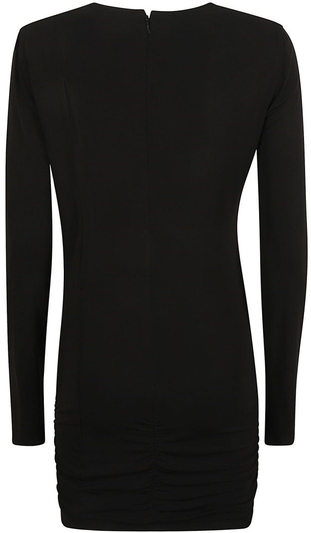Versace Fitted Black Dress With Subtle Draping Zwart