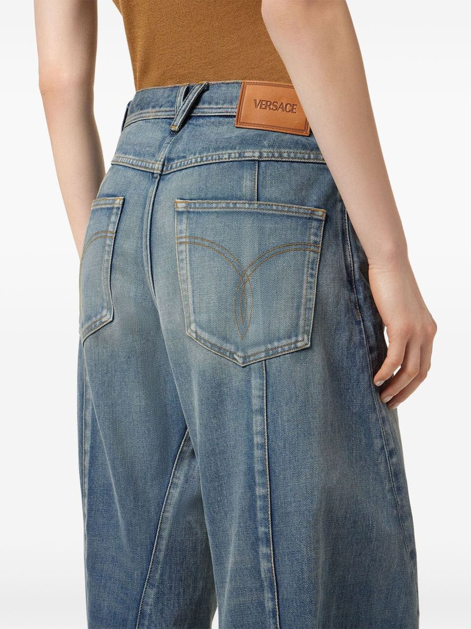 Versace Faded Blue Denim Trousers Blauw