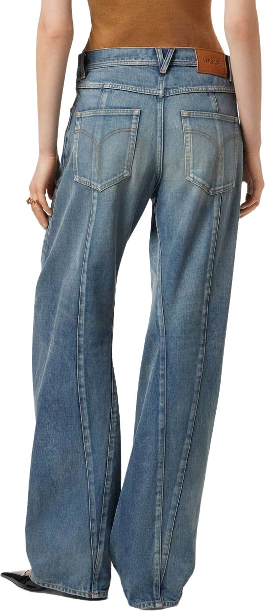 Versace Faded Blue Denim Trousers Blauw