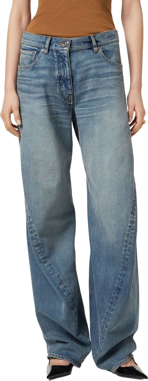 Versace Faded Blue Denim Trousers Blauw