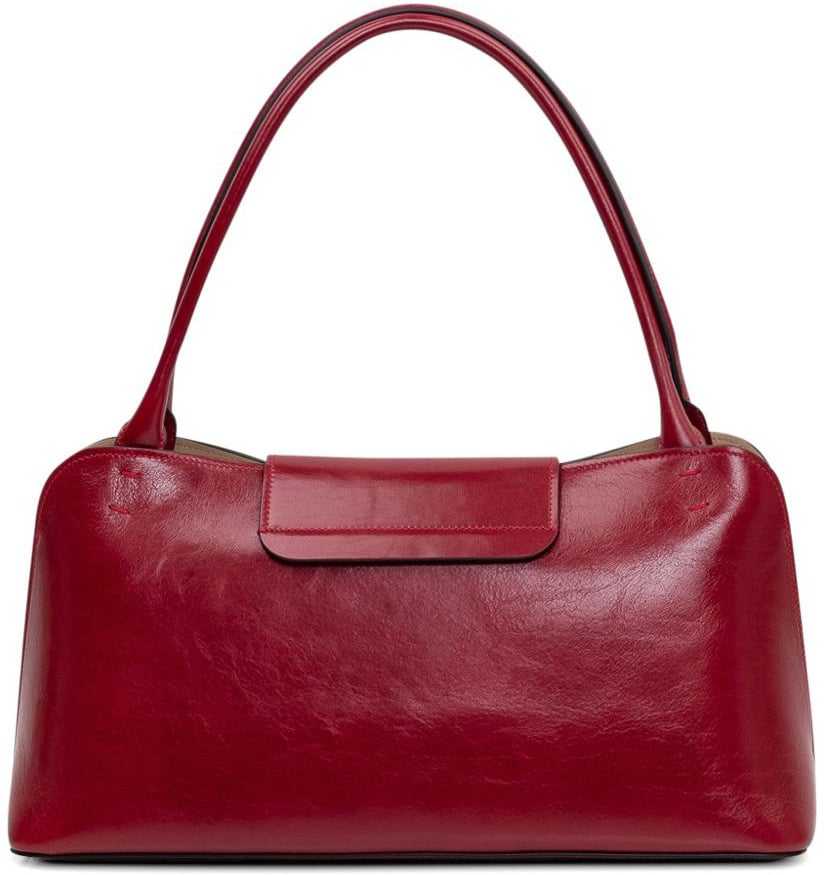 Versace Rectangular Silk And Nylon Handbag With Gold-Tone Clasp Rood