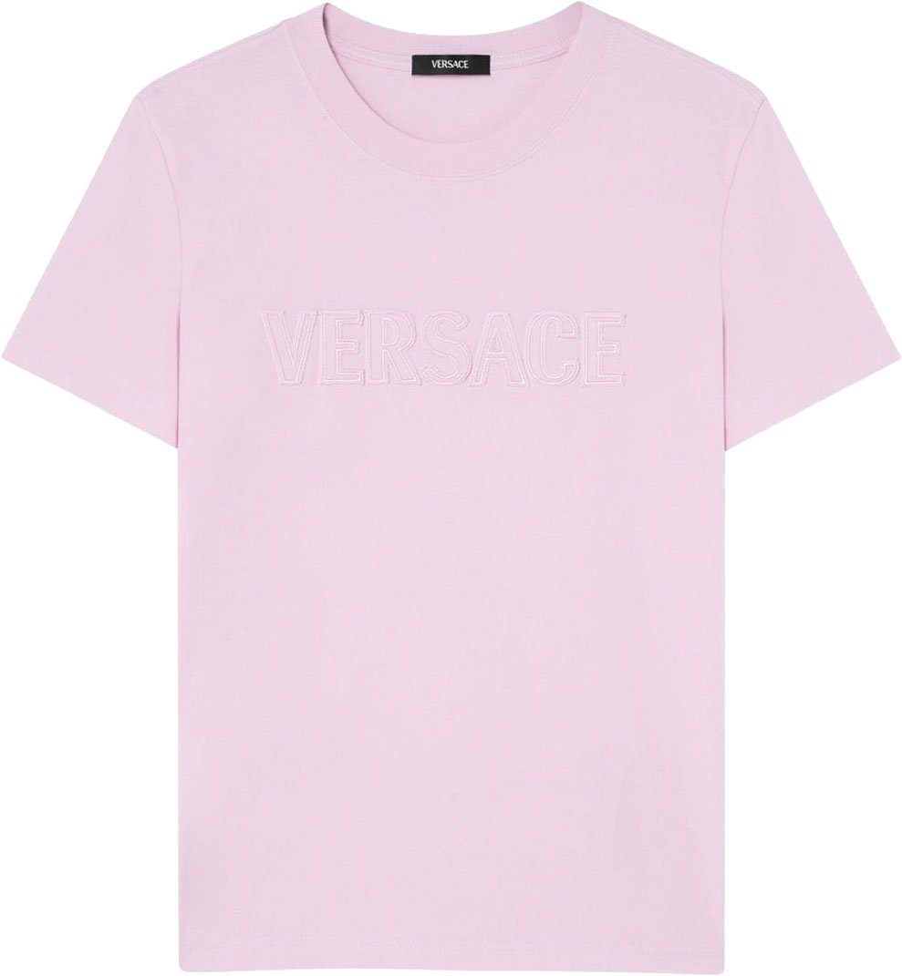 Versace Flamingo Pink Short-Sleeved Crew Neck Top Paars