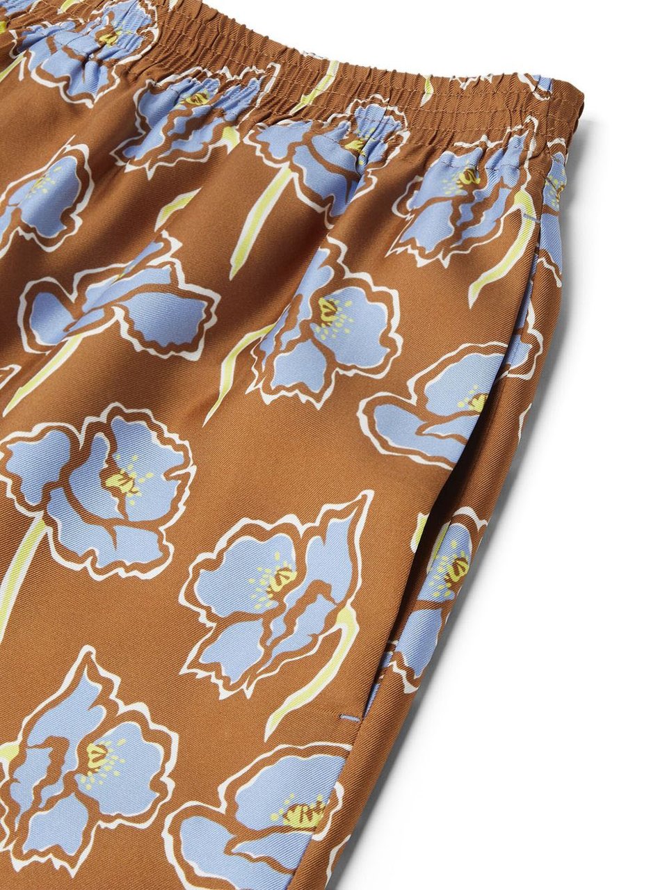 Versace Tobacco Brown Floral Print Shorts Bruin