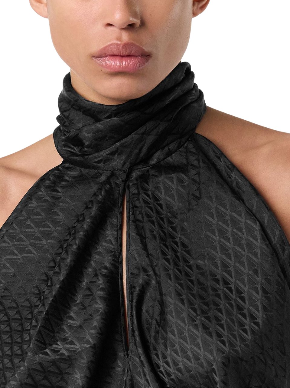 Versace High Neck Sleeveless Top Zwart