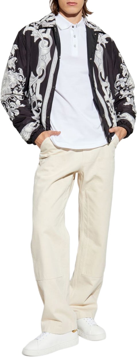 Versace Baroque-Patterned Black Jacket with Adjustable Fit Wit