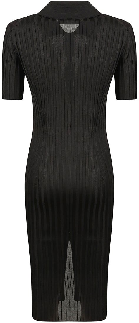 Versace Ribbed Knit Midi Dress Zwart