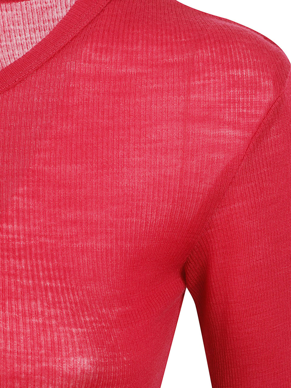 Versace Fitted Ribbed Knit Top with Embroidered Medusa Motif Maroon