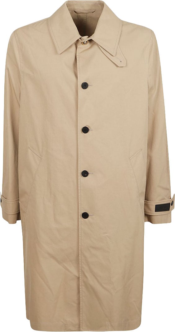 Versace Classic Button-Down Coat With Intricate Pattern Neutraal