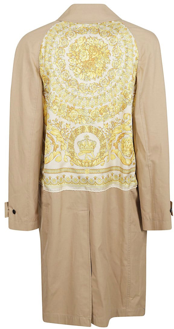 Versace Classic Button-Down Coat With Intricate Pattern Neutraal