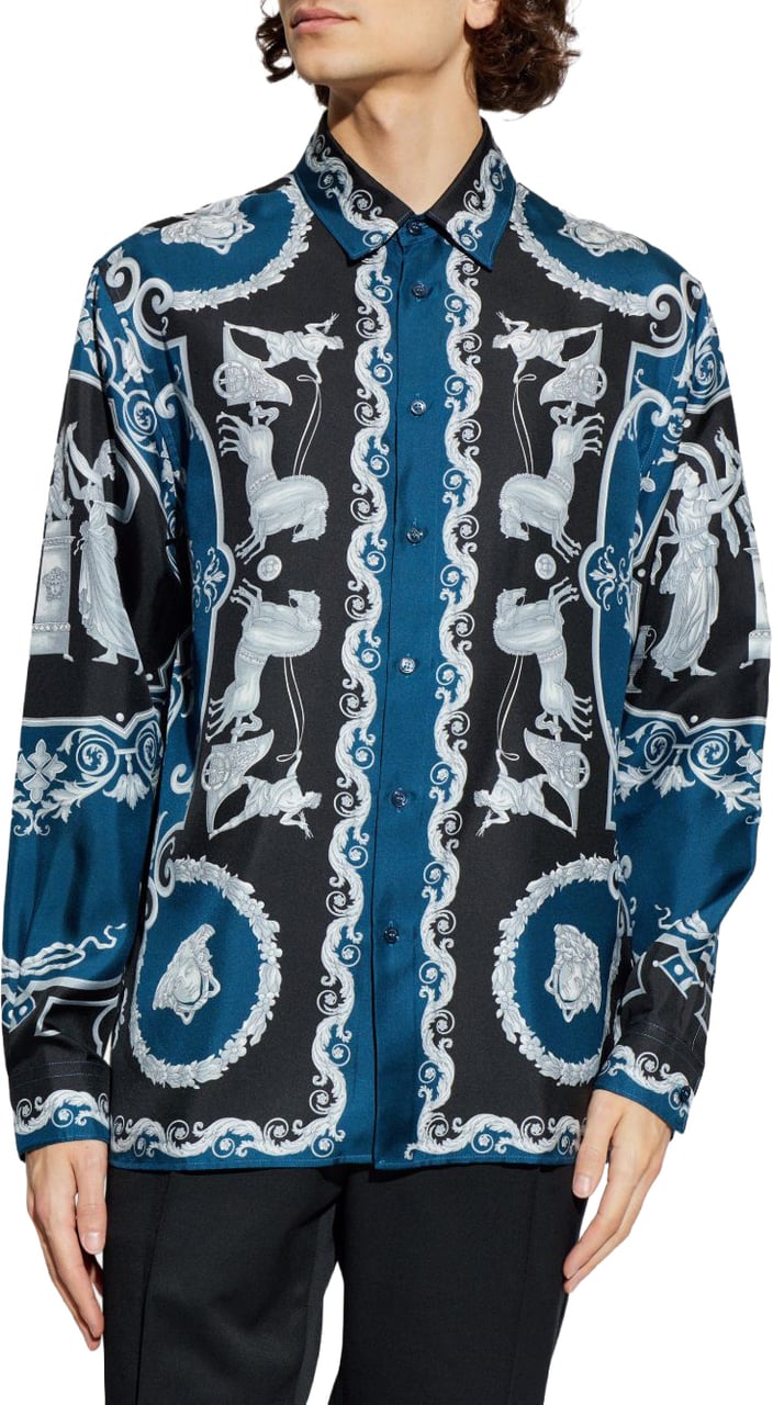 Versace Baroque-Inspired Silk and Nylon Shirt Zwart