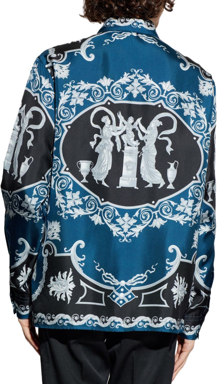 Versace Baroque-Inspired Silk and Nylon Shirt Zwart