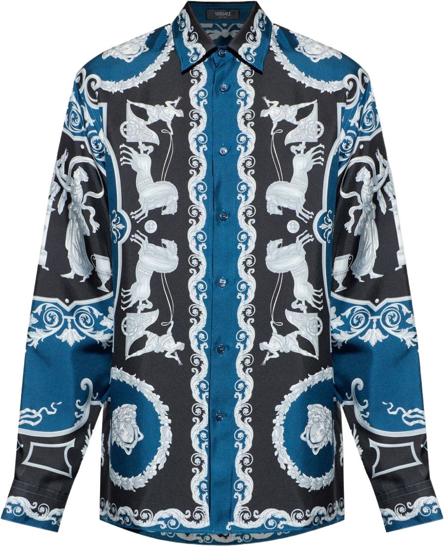 Versace Baroque-Inspired Silk and Nylon Shirt Zwart
