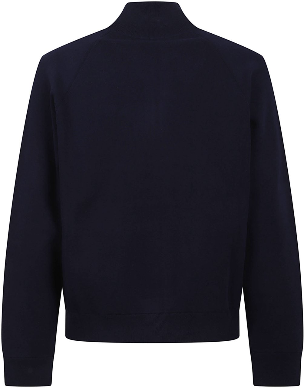 Versace Textured Knit Sweater with Zip-Up Front and High Collar Zwart