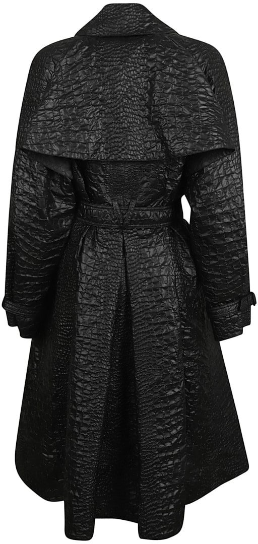 Versace Textured Black Trench Coat Zwart