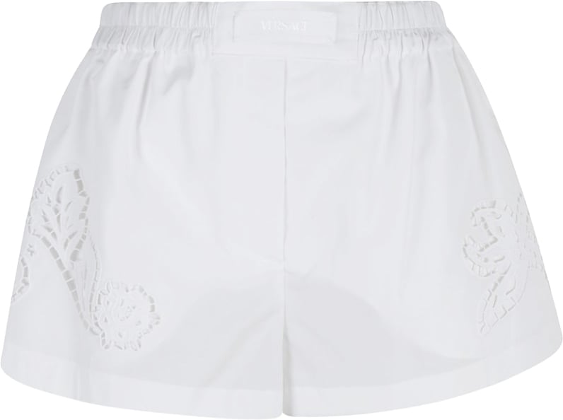 Versace Relaxed-Fit Shorts With Floral Embroidery Wit