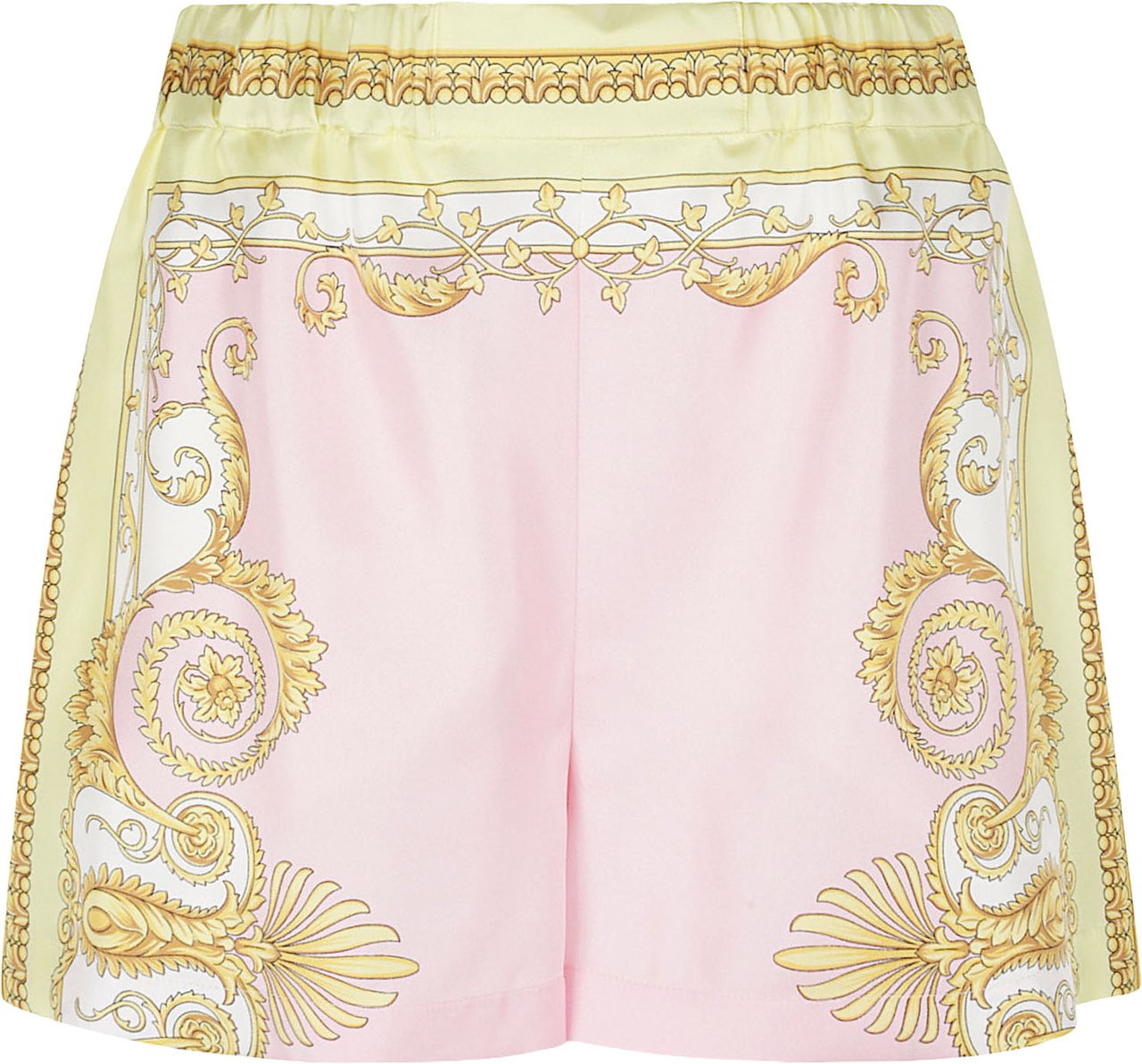Versace Baroque-Inspired Silk Shorts With Elastic Waistband Neutraal