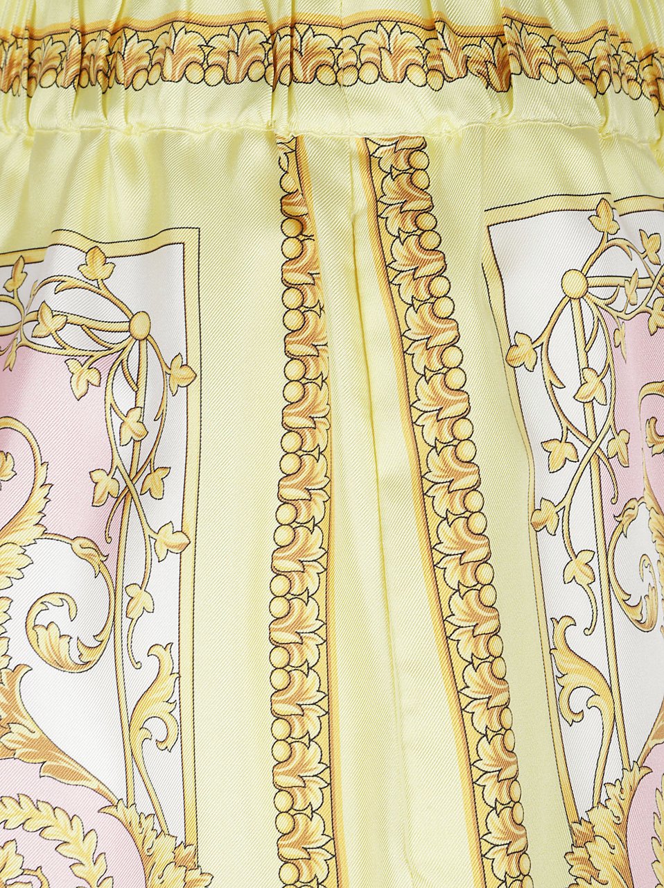Versace Baroque-Inspired Silk Shorts With Elastic Waistband Neutraal