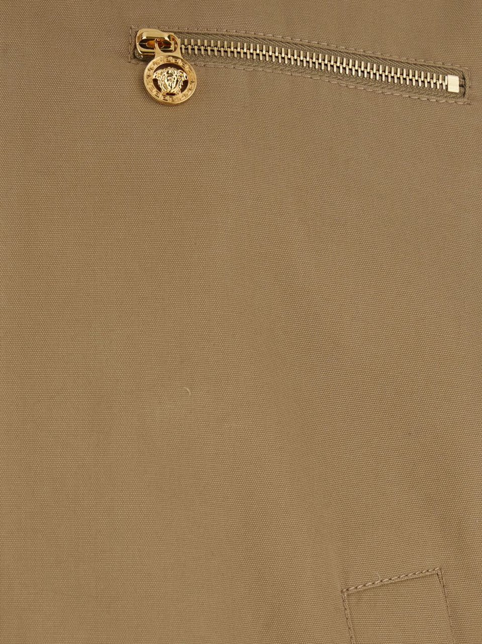 Versace Cropped Beige Jacket With Brown Collar Neutraal