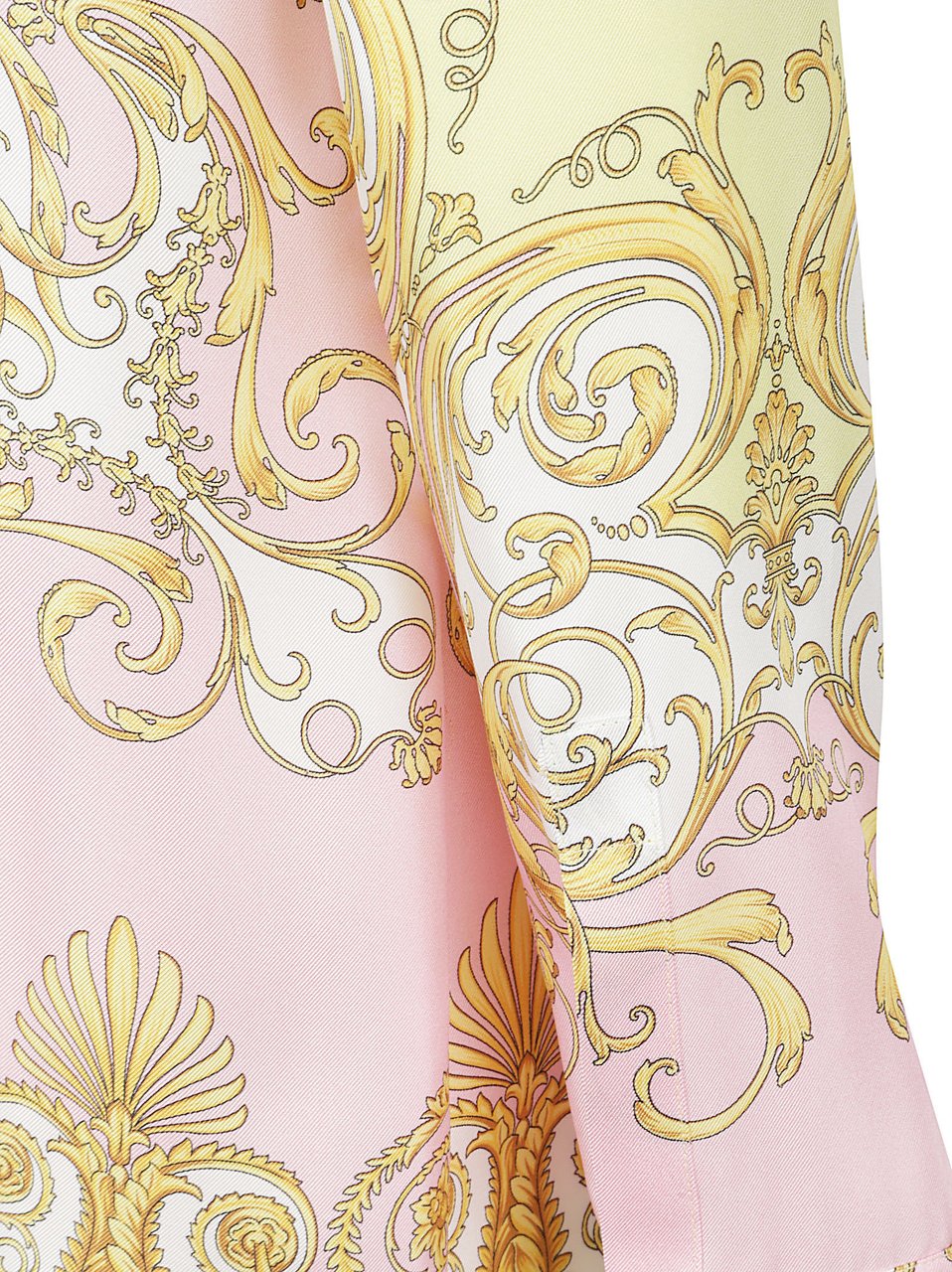 Versace Silk Twill Shirt With Spring Barocco Print Neutraal