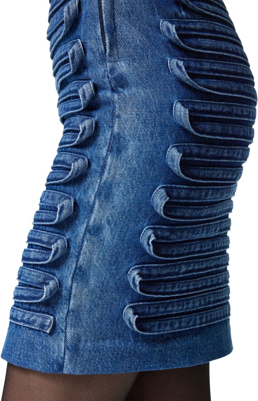 Versace High-Waisted Indigo Blue Denim Skirt Blauw