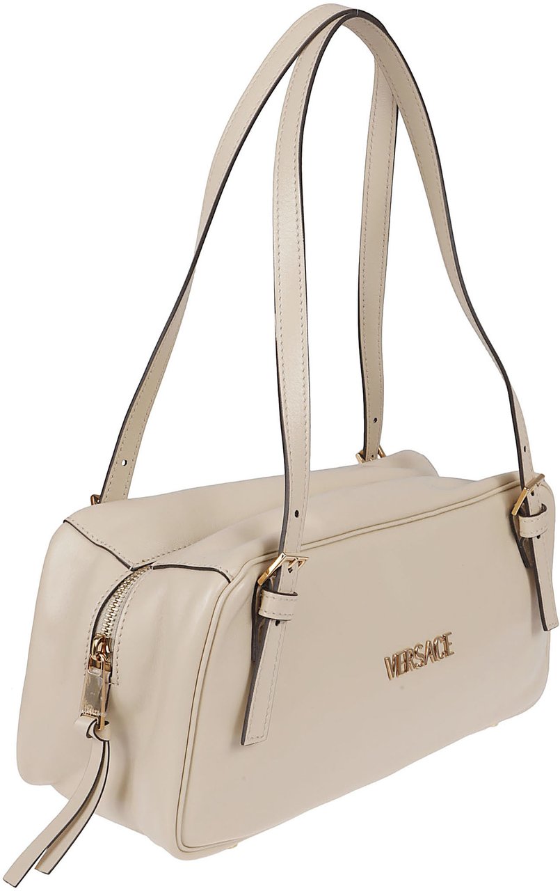 Versace Rectangular Handbag In Smooth Lambskin Leather Grijs