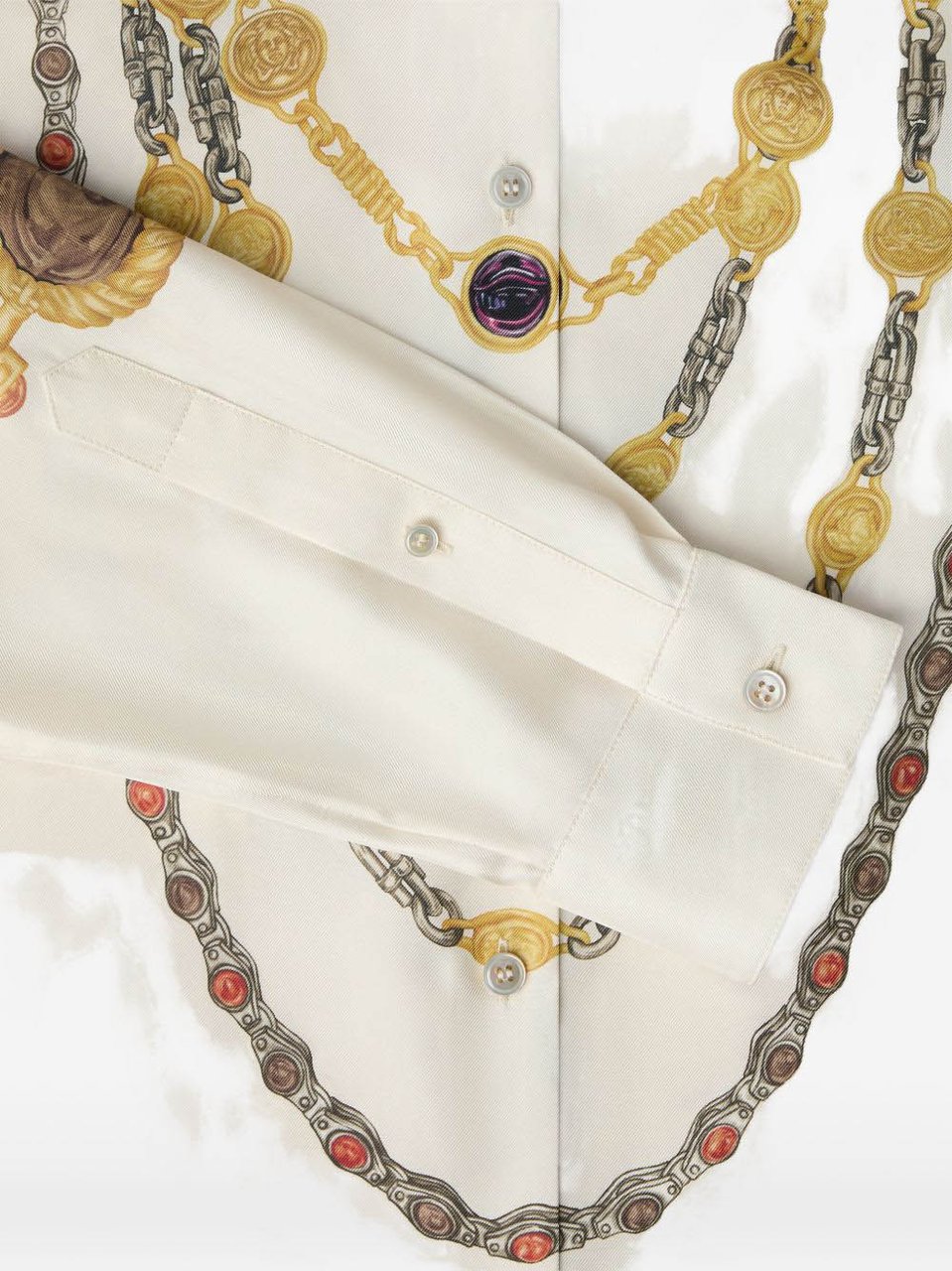 Versace Silk And Nylon Top With Intricate Chain Medallion Prints Wit