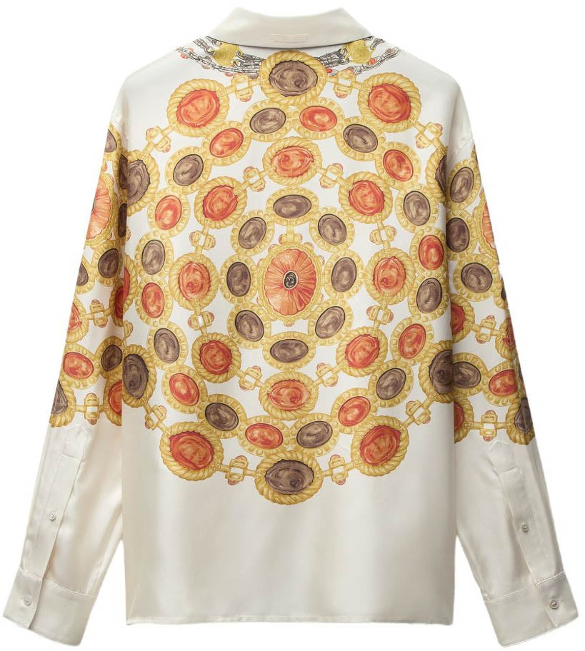 Versace Silk And Nylon Top With Intricate Chain Medallion Prints Wit