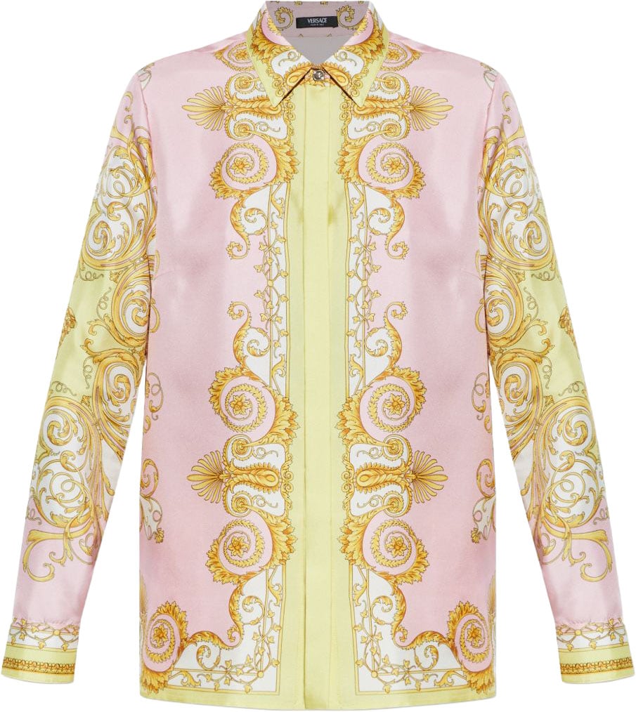 Versace Baroque-Inspired Silk And Nylon Long-Sleeved Top Neutraal