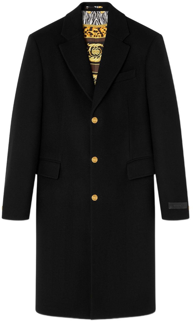 Versace Long Black Coat Zwart