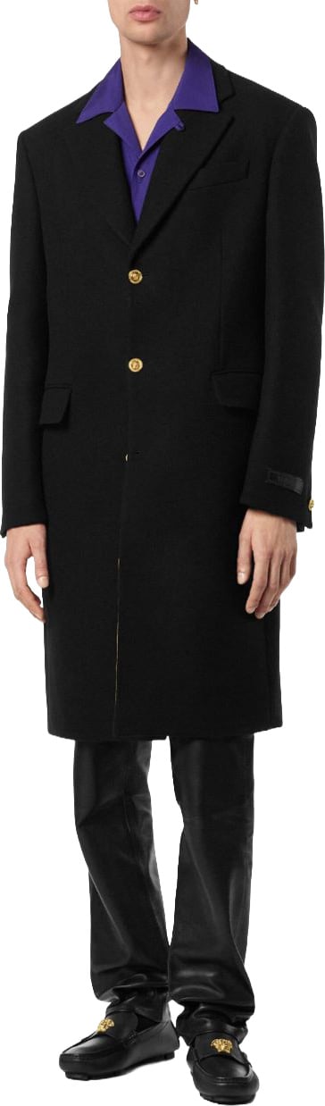 Versace Long Black Coat Zwart